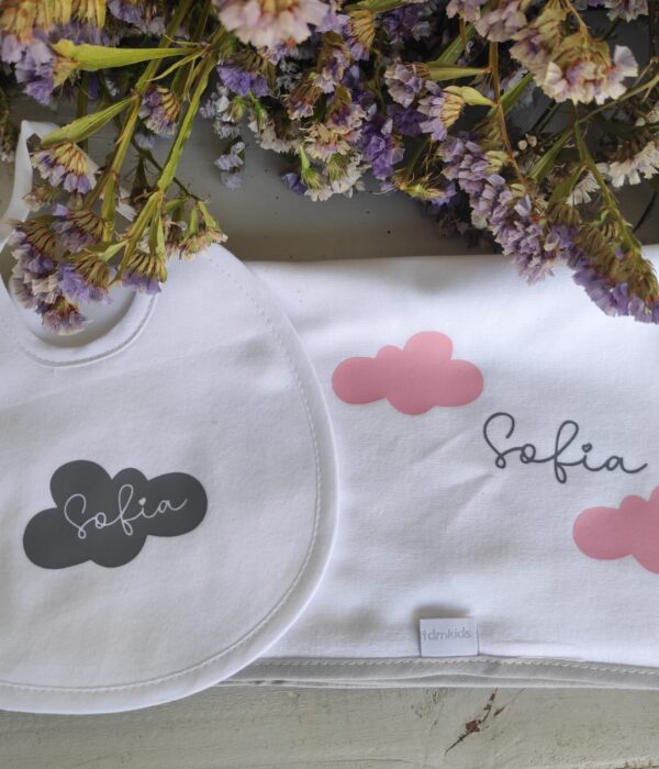 Pack Fralda + Babete - Nuvem COR DE ROSA