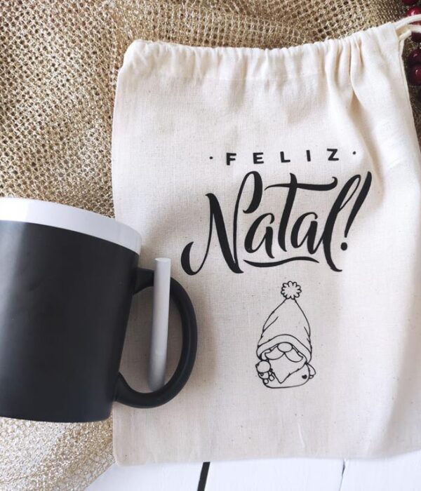 Saco com Caneca Personalizada em ardósia