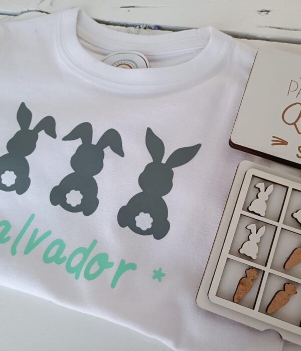 Longsleeve - Coelhos com nome + Jogo do Galo- menino