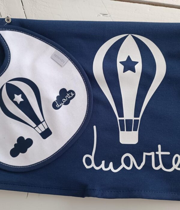 Pack Fralda + Babete - Balão Ar com nuvem azul