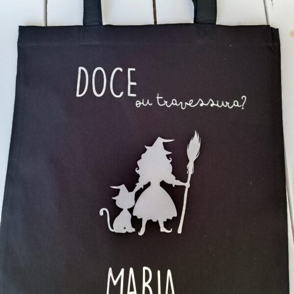 Saco Multiusos - Doce ou Travessura para menina (bruxa com gato)