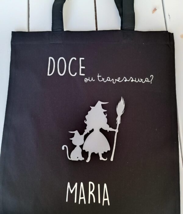 Saco Multiusos - Doce ou Travessura para menina (bruxa com gato)