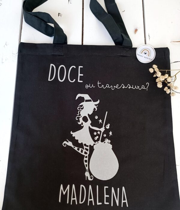 Saco Multiusos - Doce ou Travessura para menina (bruxa e o caldeirão)