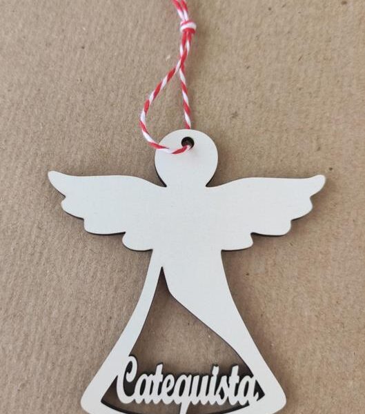 Pendente - Anjo em madeira com nome (Catequista)