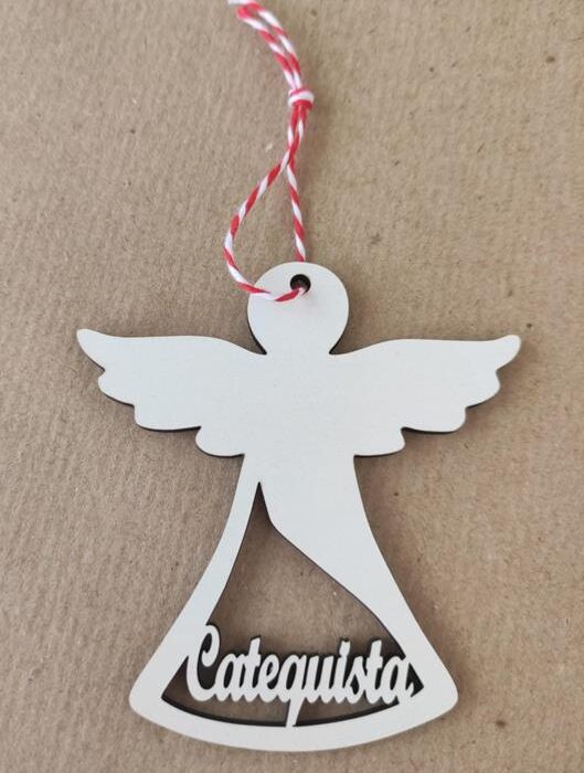Pendente - Anjo em madeira com nome (Catequista)