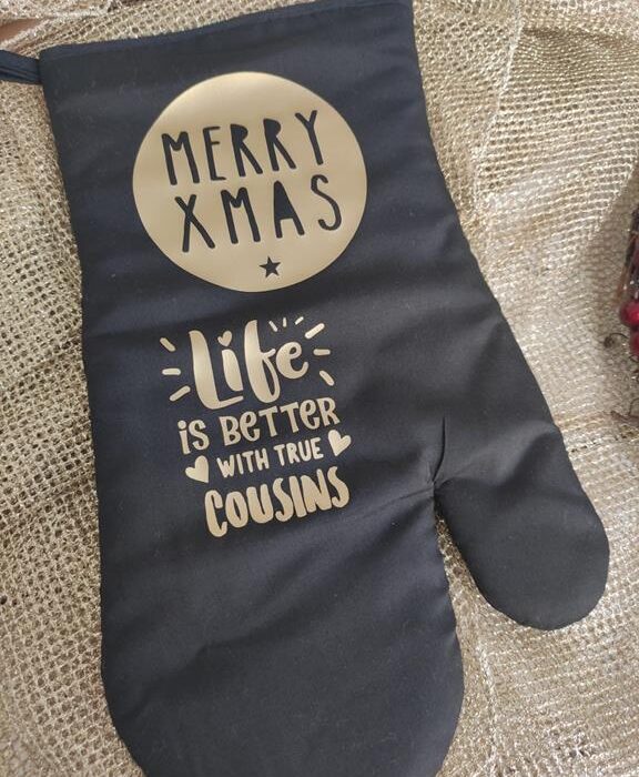 Luva cozinha - Merry Xmas - Life is better with true cousins