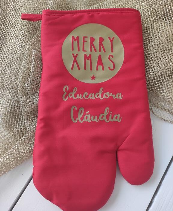 Luva cozinha - Merry Xmas - Profissão com nome