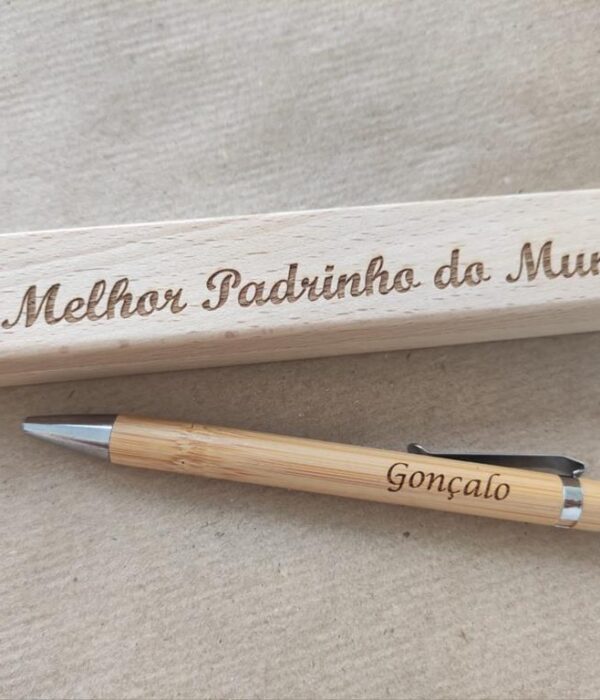 Caneta - Estojo com caneta em Bambu - O melhor padrinho do Mundo