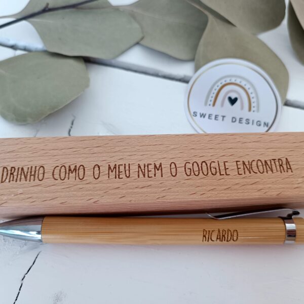 Caneta - Estojo com caneta em Bambu - Padrinho como o meu nem o Google encontra 2