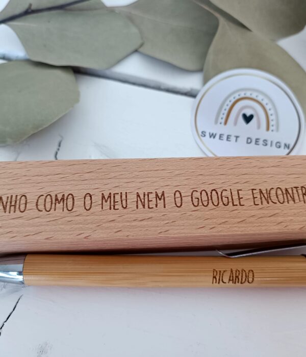 Caneta - Estojo com caneta em Bambu - Padrinho como o meu nem o Google encontra 2