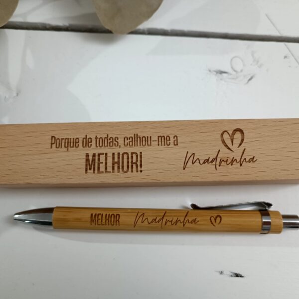 Caneta - Estojo com caneta em Bambu - Porque de todas calhou-me a melhor MADRINHA