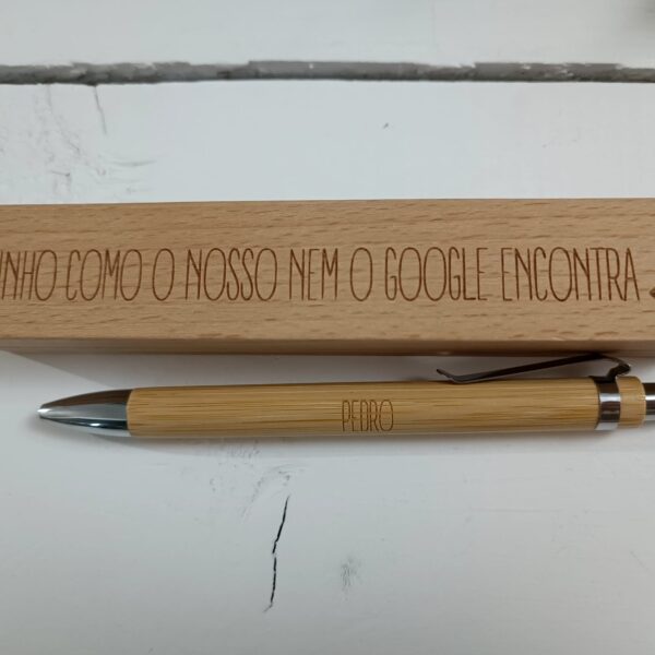 Caneta - Estojo com caneta em Bambu - Padrinho como o meu nem o Google encontra