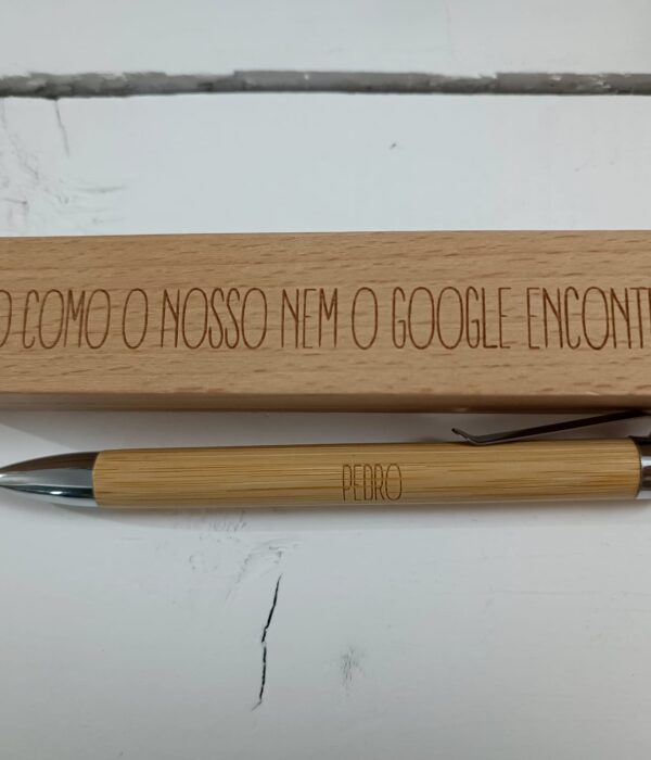 Caneta - Estojo com caneta em Bambu - Padrinho como o meu nem o Google encontra