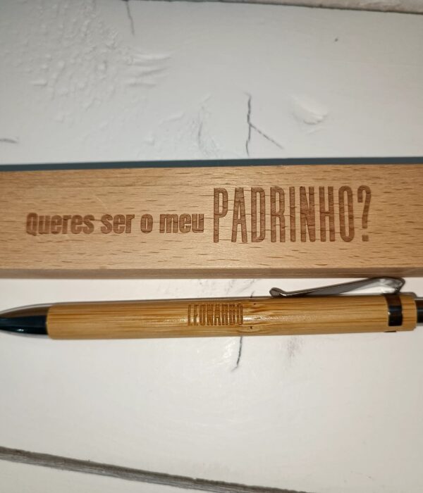 Caneta - Estojo com caneta em Bambu - Queres ser o meu Padrinho?