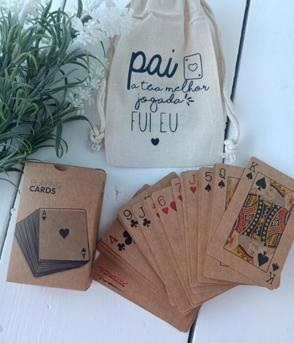 Jogo - Baralho de cartas com saco de pano cru - A tua melhor jogada fui eu