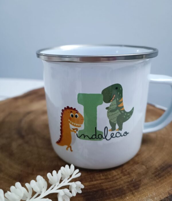 Caneca Personalizada Metálica - Dinossauros com nome