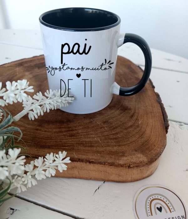 Caneca Personalizada interior de cor - Pai gostamos muito de ti