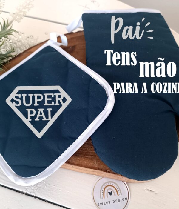 Kit cozinha (luva e pega) - Pai tens mão para a cozinha