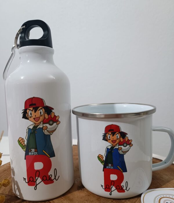Pack Caneca Personalizada Metálica + Garrafa - Pokemon