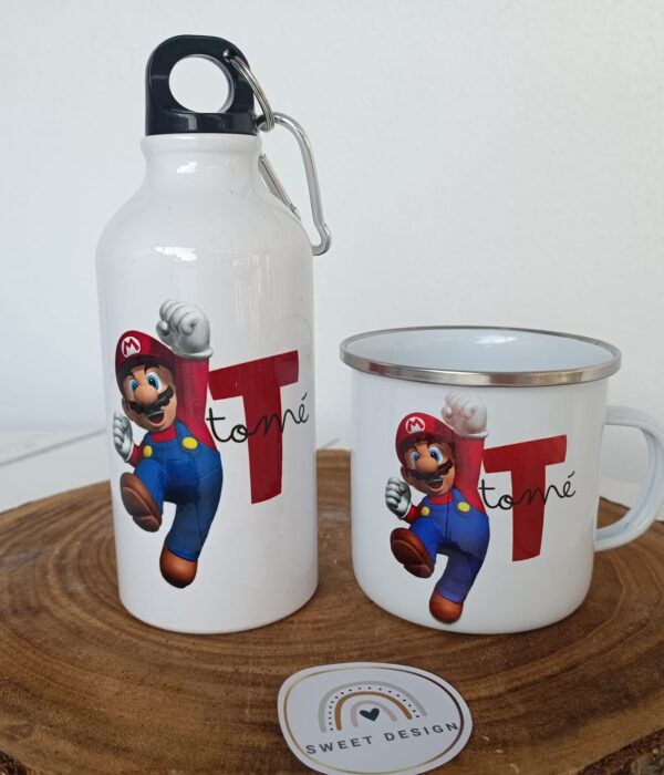 Pack Caneca Personalizada Metálica + Garrafa - Super Mário
