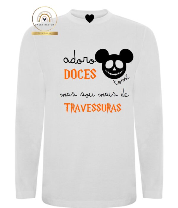 Longsleeve - Halloween - Adoro doces mas sou mais de travessuras (menino)