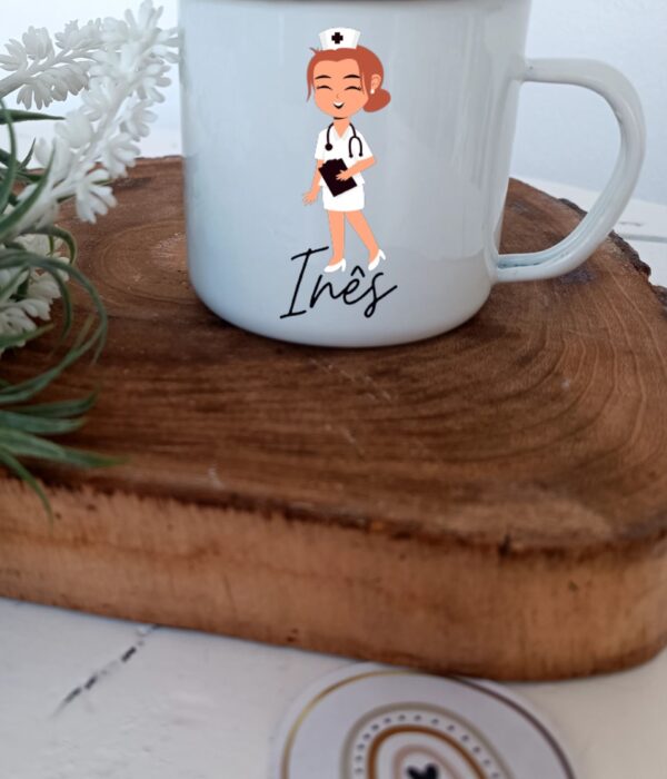 Caneca Personalizada Metálica - Enfermeira com nome