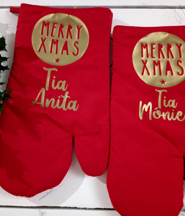 Luva cozinha - Merry Xmas com nome