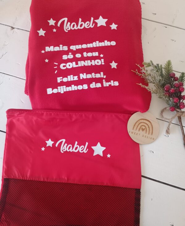 Manta Polar - Mais quentinho só o teu colinho. Feliz Natal