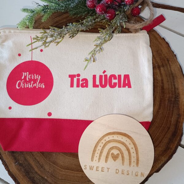 Bolsa Multiusos - Merry Christmas com nome em vermelho