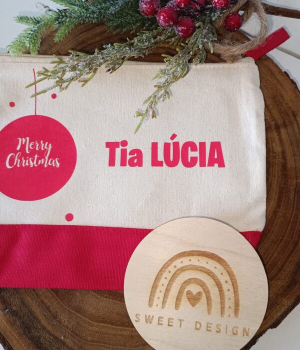 Bolsa Multiusos - Merry Christmas com nome em vermelho