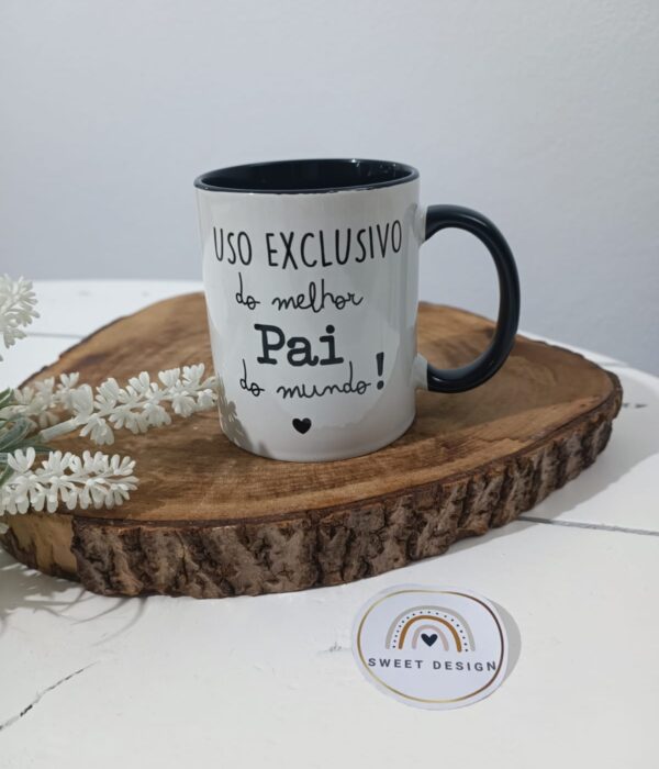 Caneca Personalizada interior de cor - Uso exclusivo do melhor pai do mundo