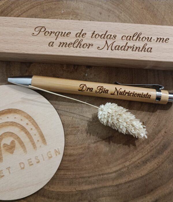 Caneta - Estojo com caneta em Bambu - De todas calhou-me a melhor Madrinha