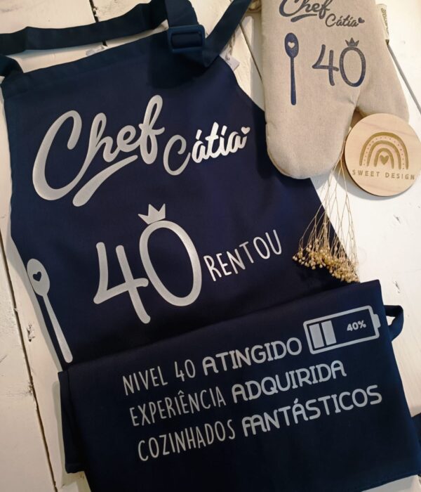 Pack Luva e Avental cozinha - 40 anos