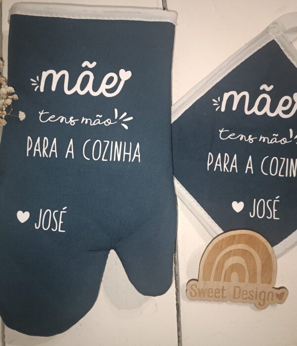 Kit cozinha (luva e pega) - Mãe tens mão para a cozinha