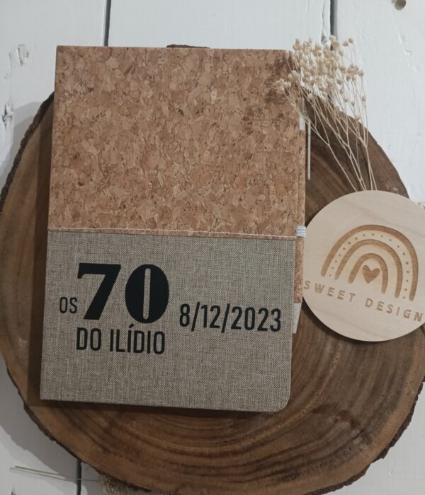 Bloco de Notas em cortiça - Aniversário com data e nome - Os 70 do ...