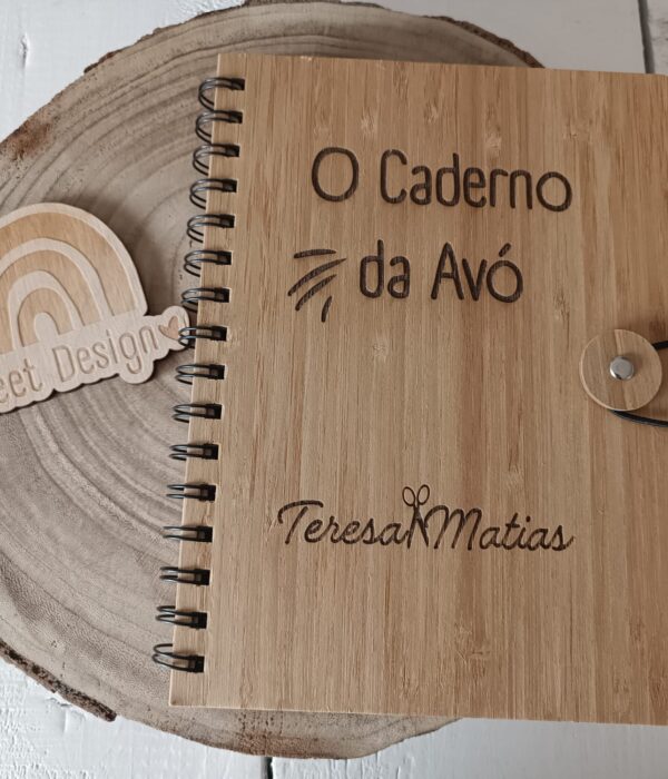 Caderno de apontamentos com argolas - Caderno de linhas com dedicatória e nome
