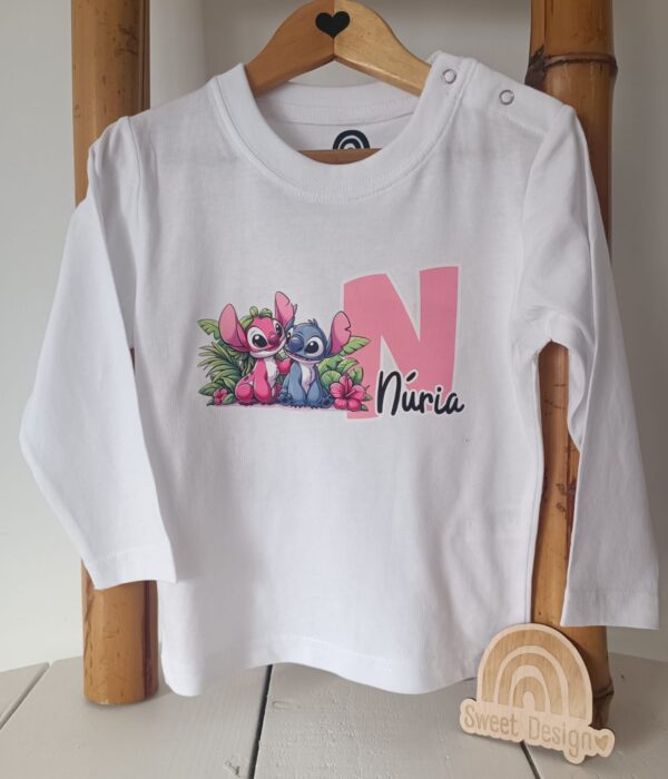 Longsleeve - Angel e Stitch (com nome e letra inicial)
