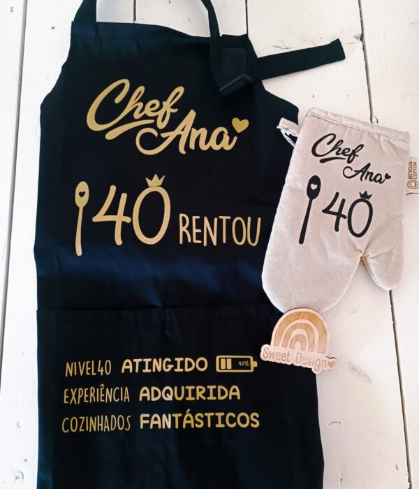 Pack Luva e Avental cozinha - 40 anos