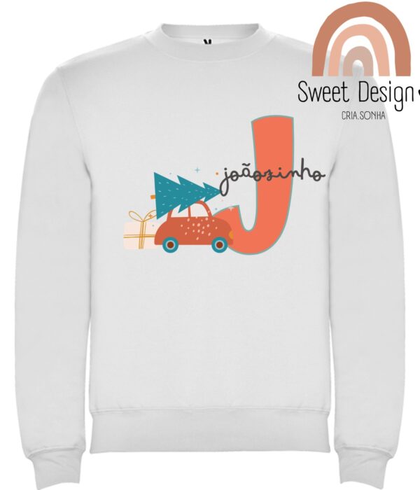 Sweat sem capuz - Carro com árvore de Natal-menino (com nome) - Natal