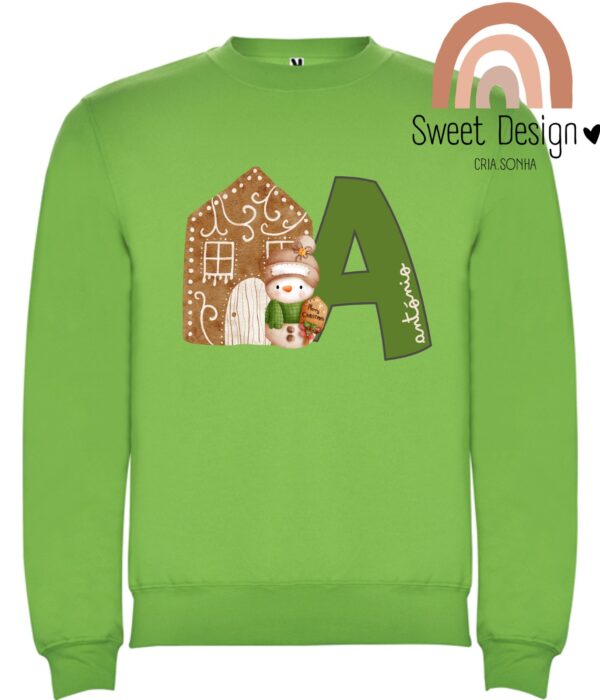 Sweat sem capuz - Boneco de neve (com nome) - Natal