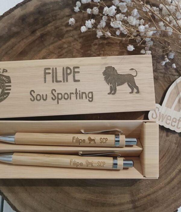 Caixa com caneta e lapiseira - Sou Sporting (com nome)