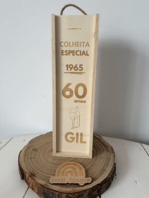 Caixa de Madeira para Garrafa Vinho - Colheita especial (65 - Sessenta e cinco anos)