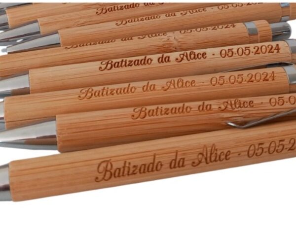 Caneta em Bambu -Batizado da/do com nome e data
