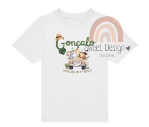 T-Shirt (Dia da Criança) - Feliz dia da Criança (animais em viagem com nome)