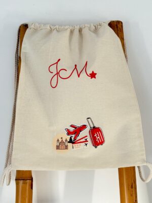 Mochila taleigo - Viagem, férias, aventura, disney (com inicial do nome)