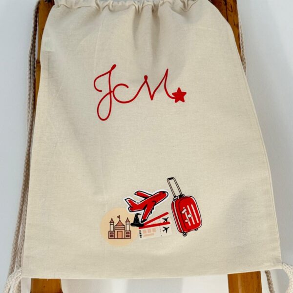 Mochila taleigo - Viagem, férias, aventura, disney (com inicial do nome)