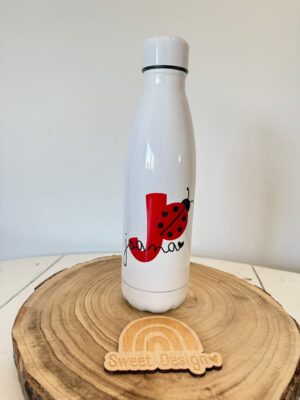 Garrafa - Garrafa metálica com nome e inicial do nome (joaninha)