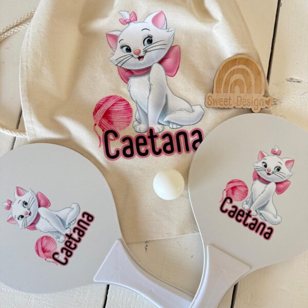 Mochila taleigo - Marie, Aristogatas (com nome e imagem também nas raquetes de praia)