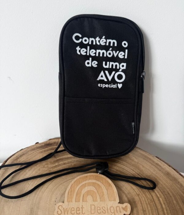 Bolsa para telemóvel com alça - Contém o telemóvel de uma Avó especial