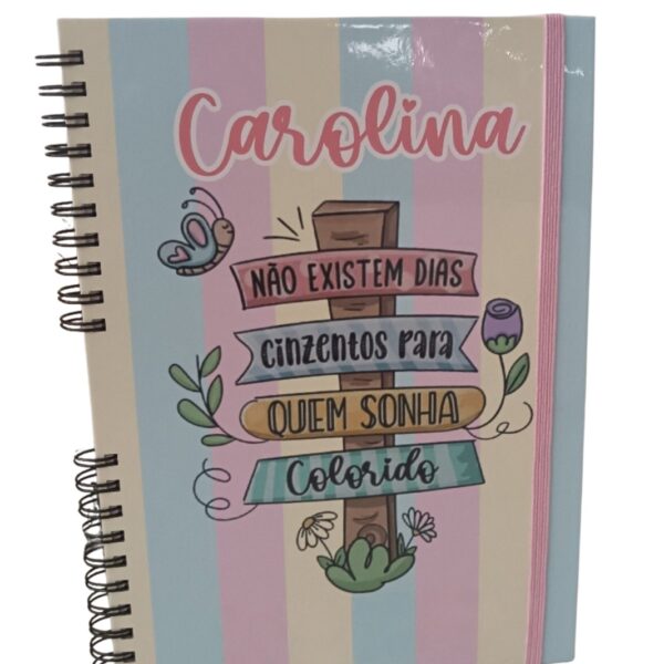 Agenda de argolas com capa dura - Frase Motivacional